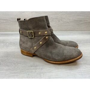 Kork-Ease Grey Suede Harness Studded Ankle Boots Women's 6 Casual Comfort Shoes